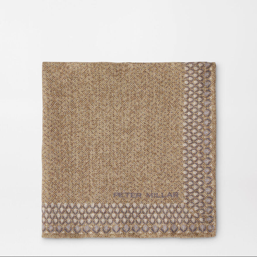 Peter Millar Mens Wells Pocket Square - CAMEL