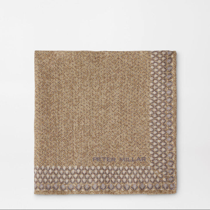 Peter Millar Mens Wells Pocket Square - CAMEL