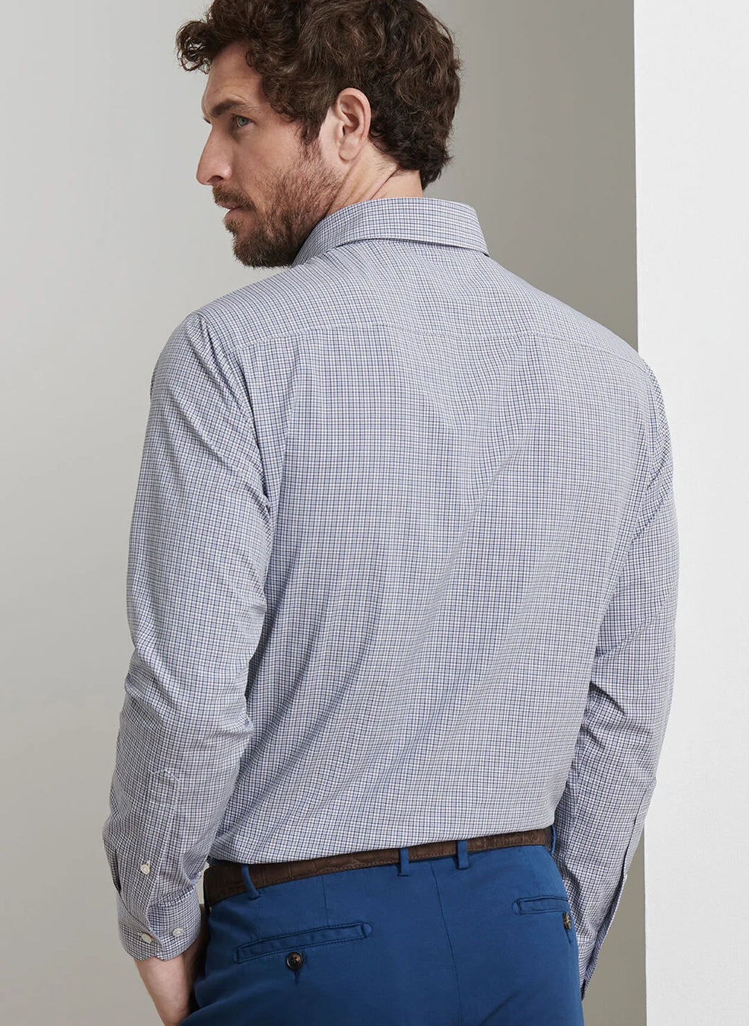 Peter Millar Men's Tailored Fit Porter Performance Poplin Sport Shirt - NEBULA BLUE