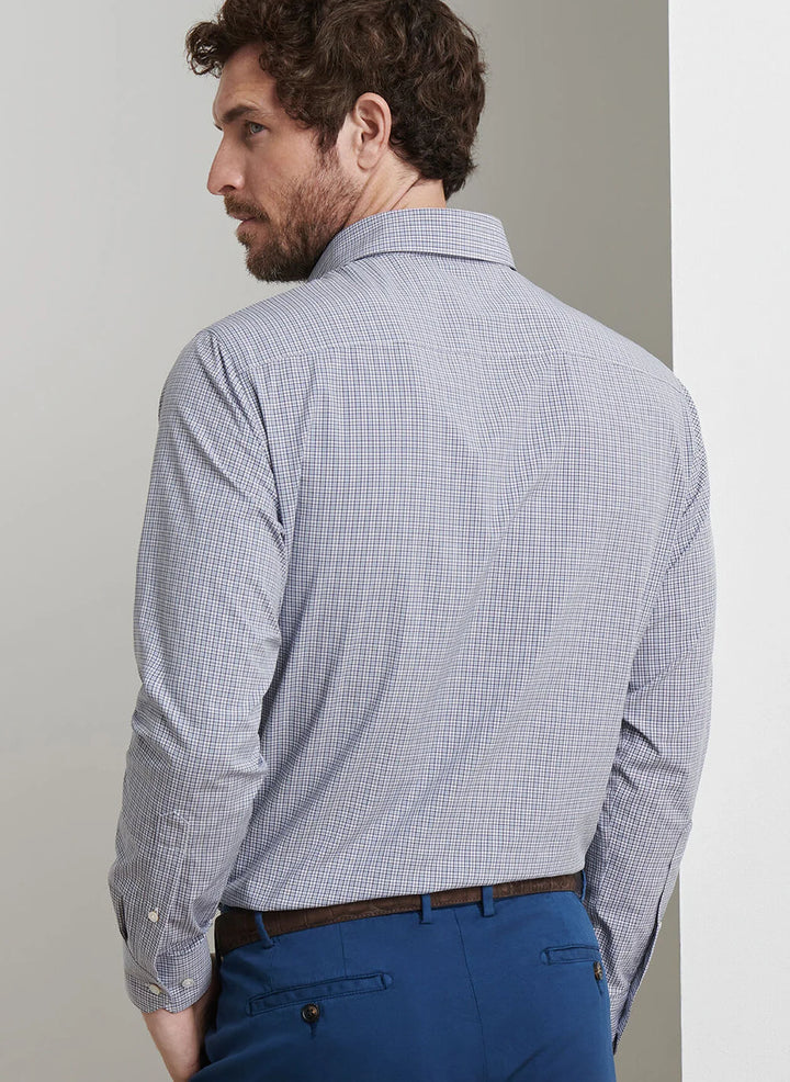 Peter Millar Men's Tailored Fit Porter Performance Poplin Sport Shirt - NEBULA BLUE