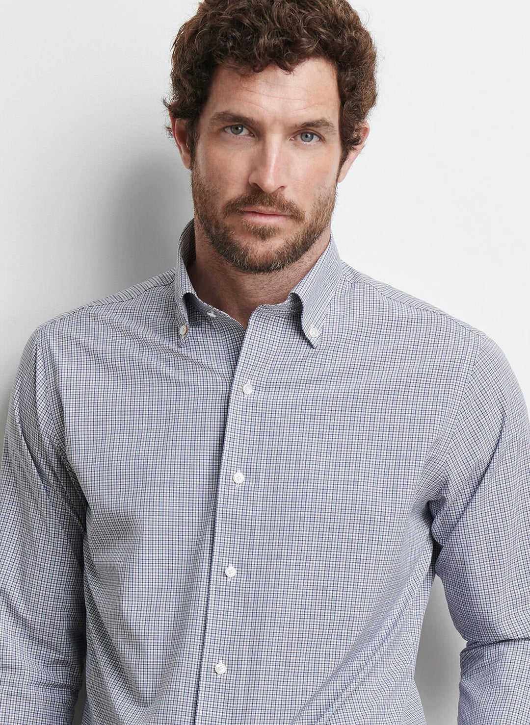 Peter Millar Men's Tailored Fit Porter Performance Poplin Sport Shirt - NEBULA BLUE