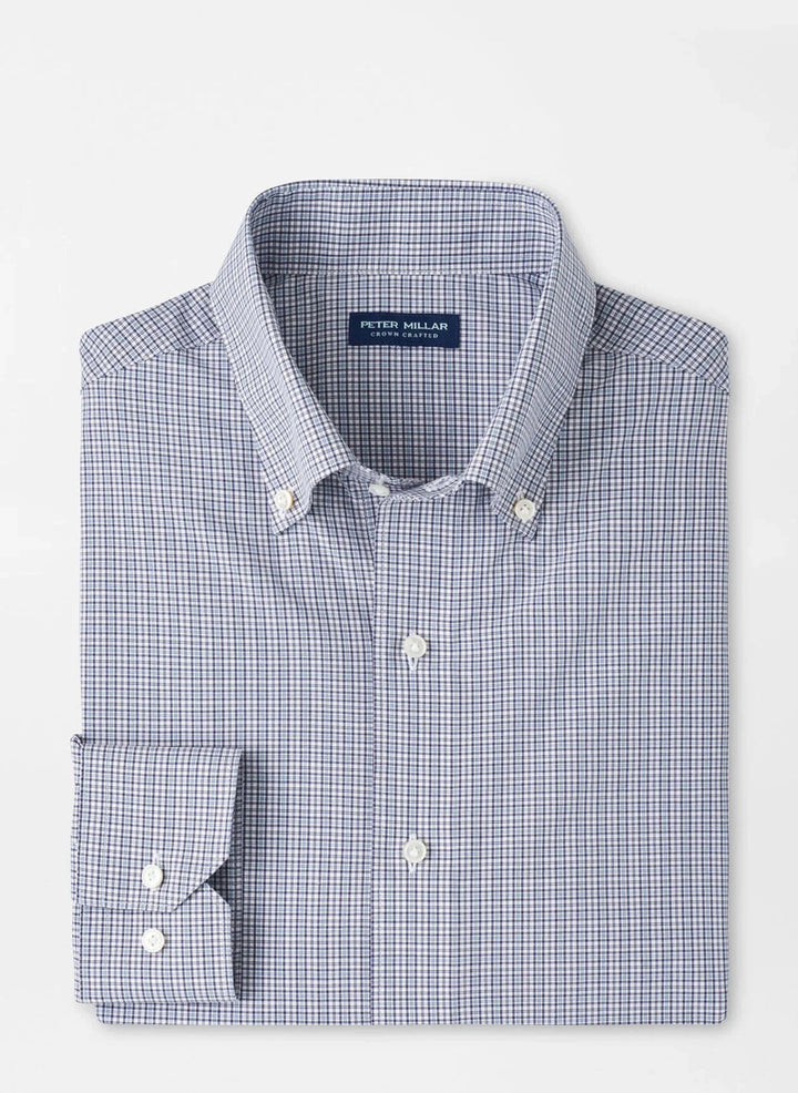 Peter Millar Men's Tailored Fit Porter Performance Poplin Sport Shirt - NEBULA BLUE