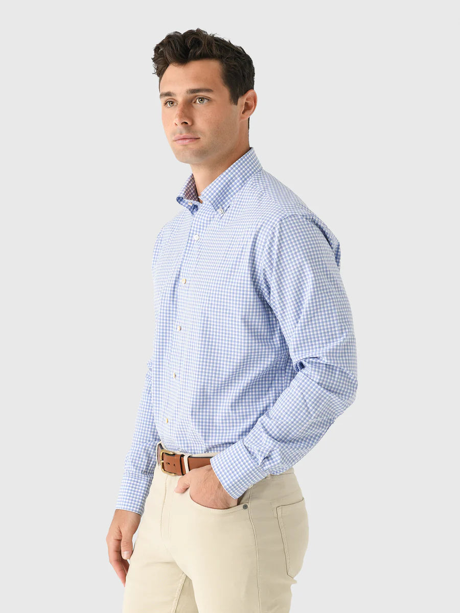 Peter Millar Men's Tailored Fit Mitchell Performance Poplin Sport Shirt - WISTERIA