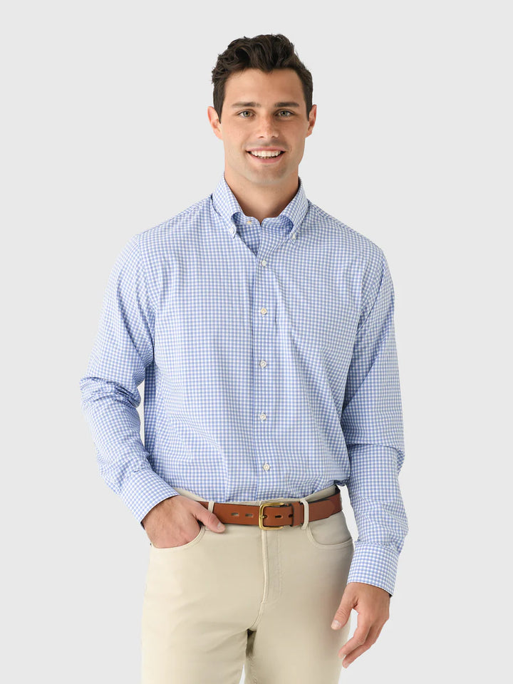 Peter Millar Men's Tailored Fit Mitchell Performance Poplin Sport Shirt - WISTERIA
