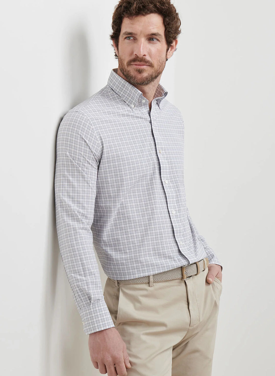 Peter Millar Men's Tailored Fit Carter Performance Poplin Sport Shirt - NEBULA BLUE