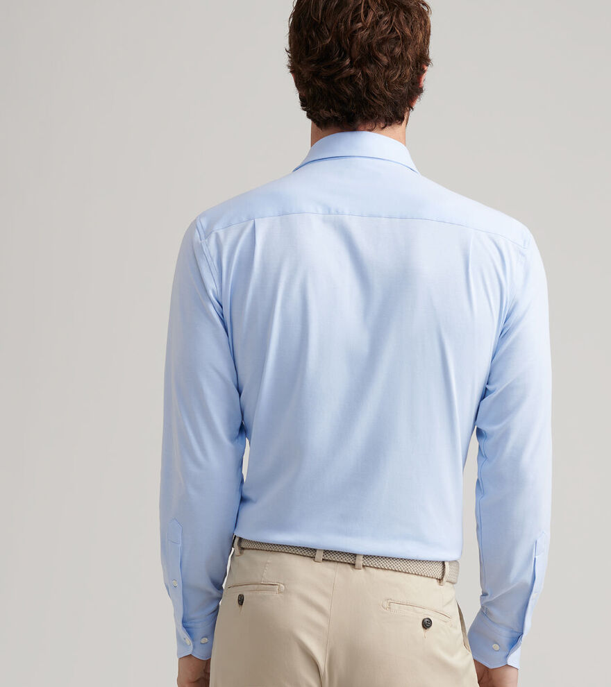 Peter Millar Men's Tailored Fit Excursionist Flex Solid Sport Shirt - BLUE FROST
