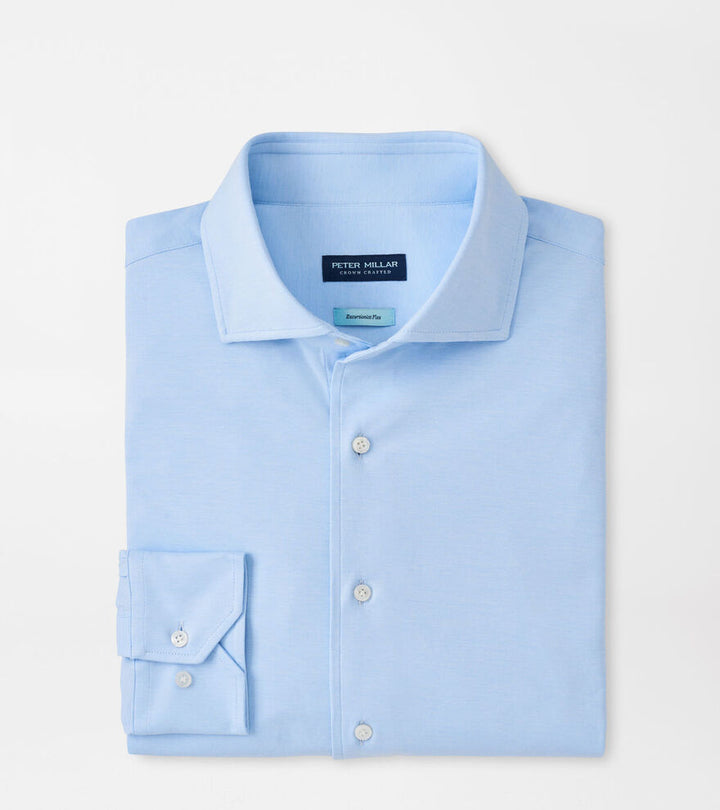 Peter Millar Men's Tailored Fit Excursionist Flex Solid Sport Shirt - BLUE FROST
