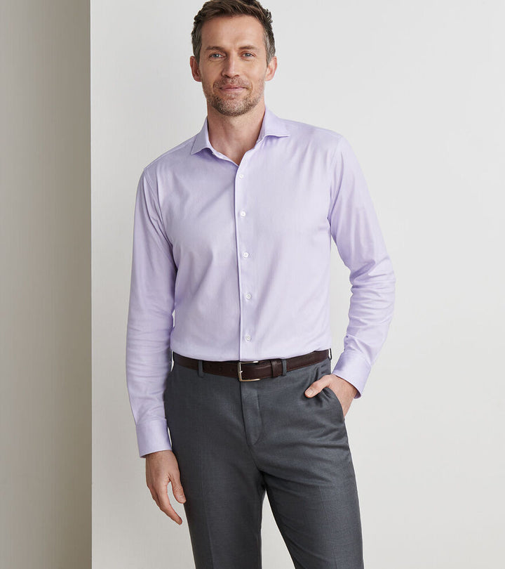 Peter Millar Men's Tailored Fit Excursionist Flex Micro Print Sport Shirt - WISTERIA