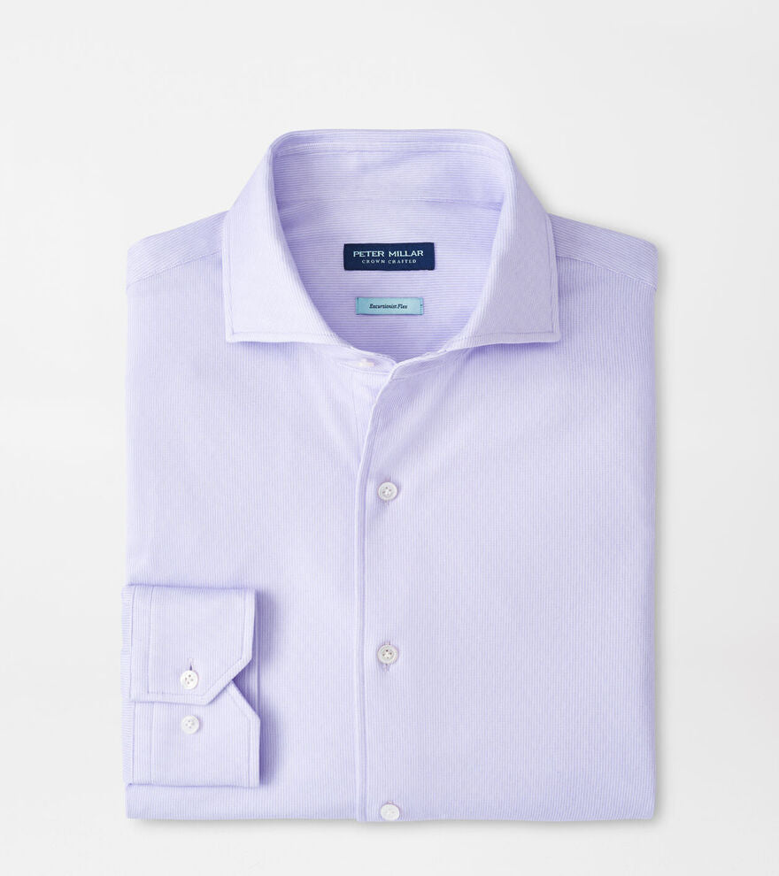 Peter Millar Men's Tailored Fit Excursionist Flex Micro Print Sport Shirt - WISTERIA