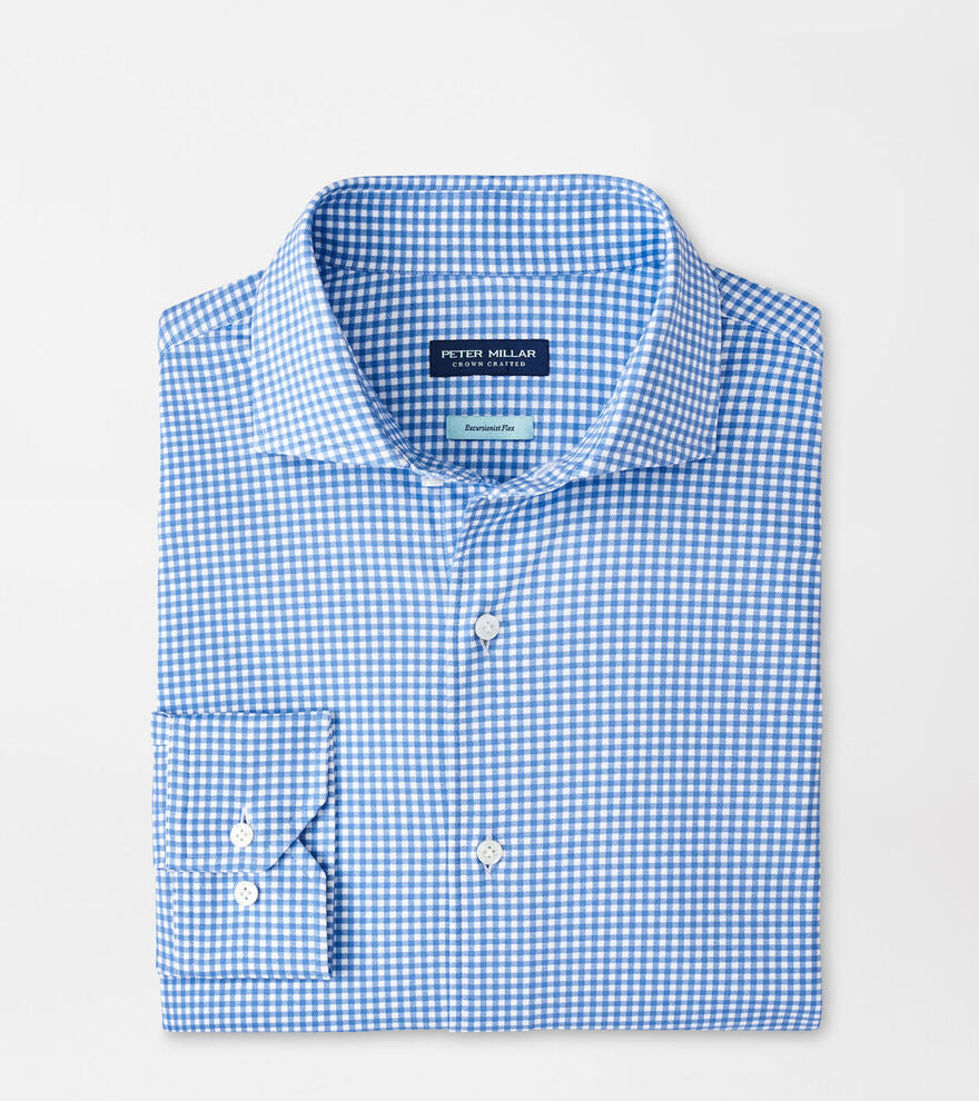 Peter Millar Men's Tailored Fit Excursionist Flex Gingham Sport Shirt - RAIN CLOUD