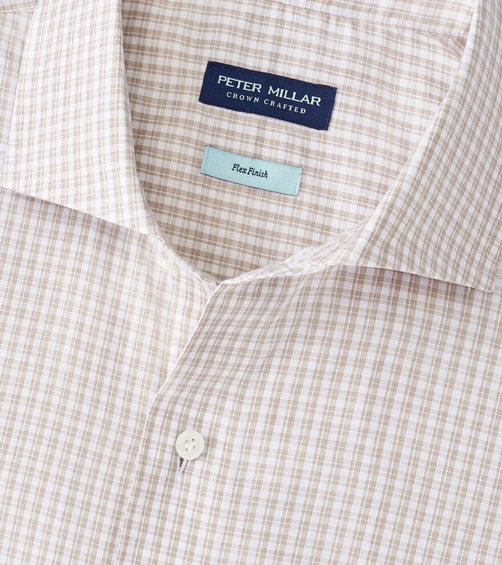 Peter Millar Men's Tailored Fit Torino Cotton Sport Shirt - CAMEL