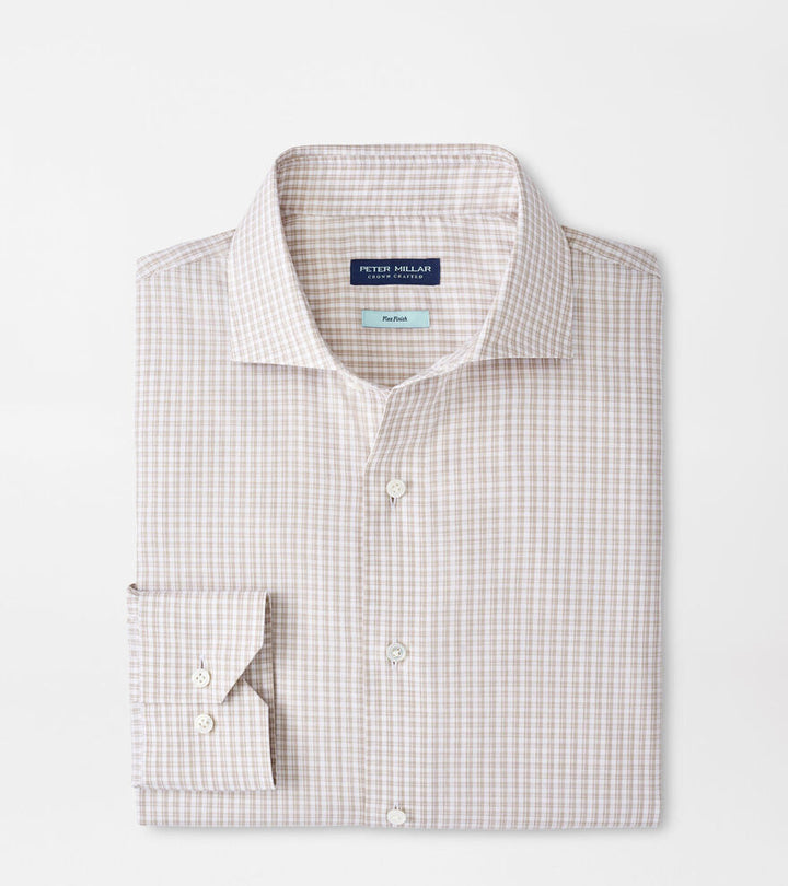 Peter Millar Men's Tailored Fit Torino Cotton Sport Shirt - CAMEL