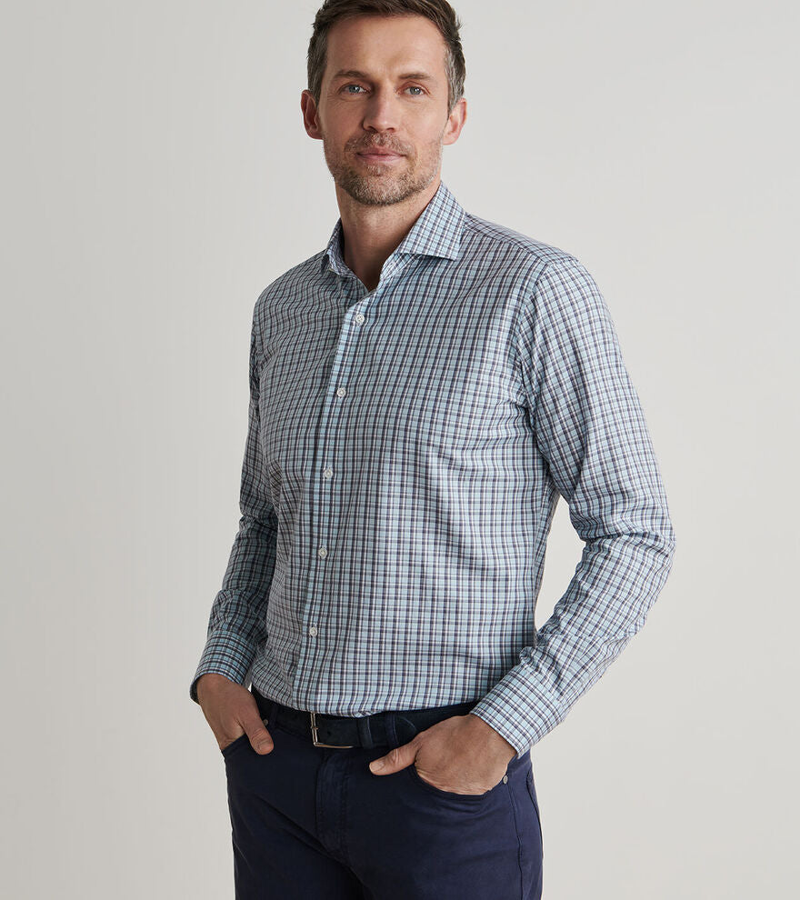 Peter Millar Men's Tailored Fit Abetone Cotton Sport Shirt - BLUE FRONST