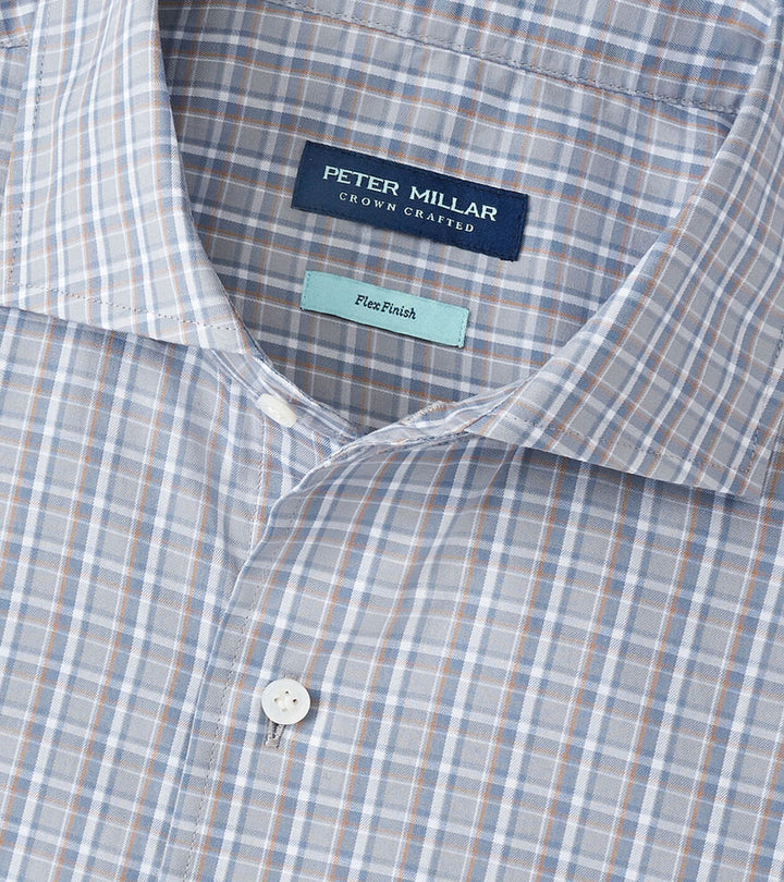 Peter Millar Men's Tailored Fit Abetone Cotton Sport Shirt - RAIN CLOUD