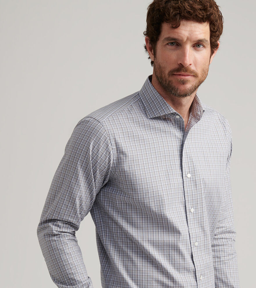 Peter Millar Men's Tailored Fit Abetone Cotton Sport Shirt - RAIN CLOUD