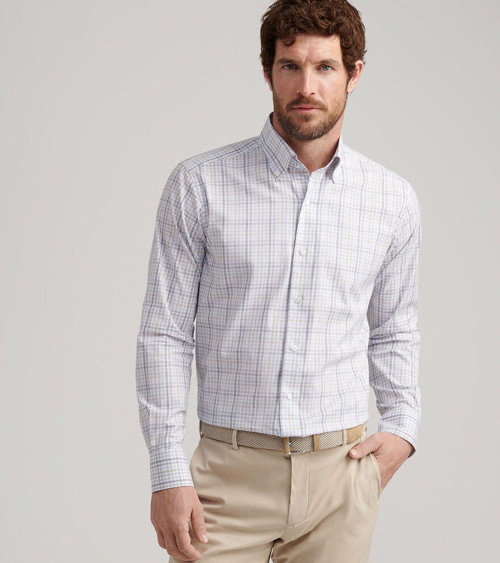 Peter Millar Men's Tailored Fit Orvieto Cotton Sport Shirt - SHERWOOD