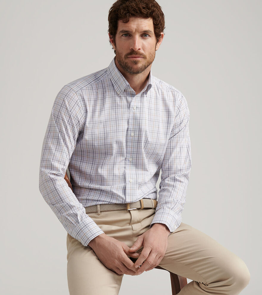 Peter Millar Men's Tailored Fit Orvieto Cotton Sport Shirt - SHERWOOD
