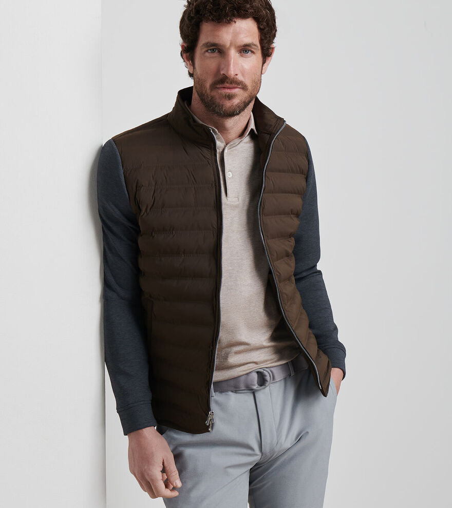 Peter Millar Men's Tailored Fit Winsome Hybrid Cardigan - ANTIQUE WALNUT