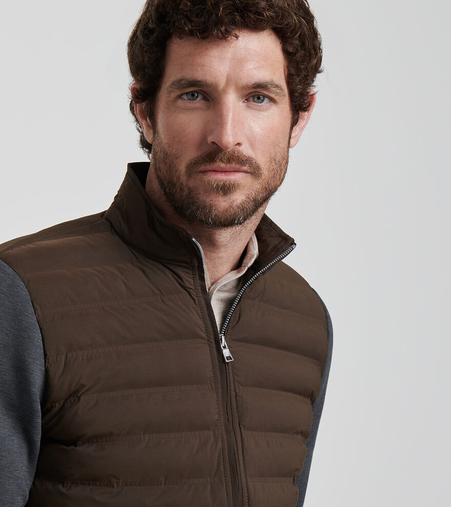 Peter Millar Men's Tailored Fit Winsome Hybrid Cardigan - ANTIQUE WALNUT