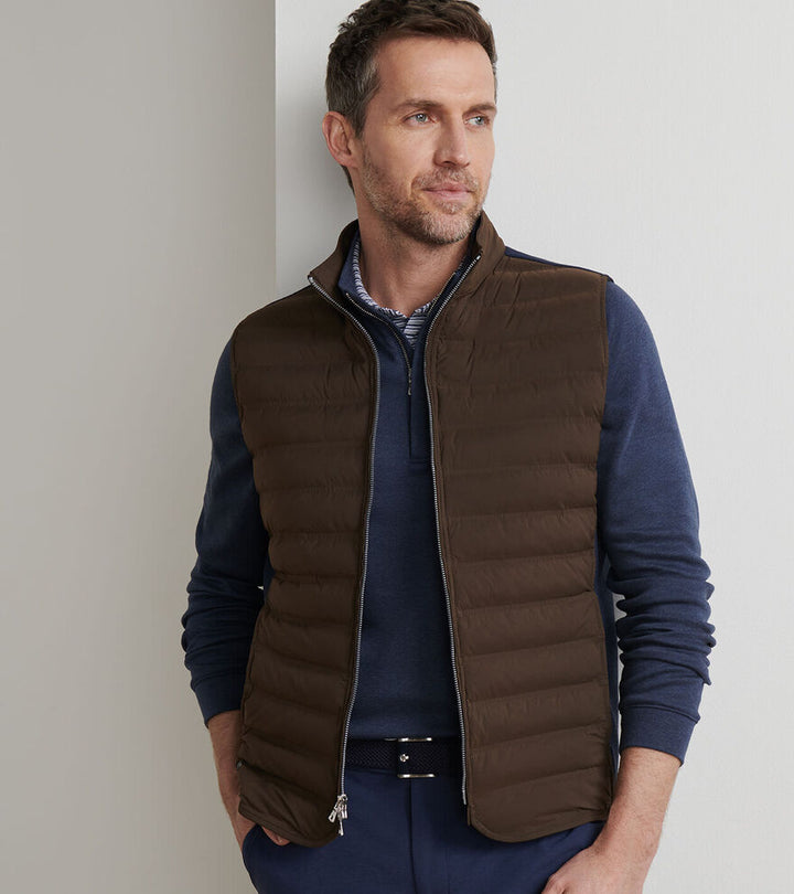 Peter Millar Men's Tailored Fit Winsome Hybrid Vest - ANTIQUE WALNUT