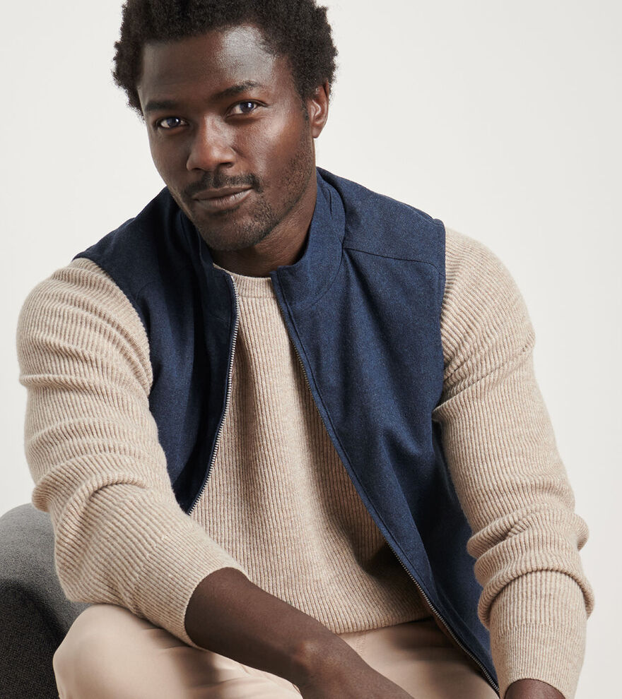 Peter Millar Men's Tailored Fit Cambridge Wool Vest - NAVY