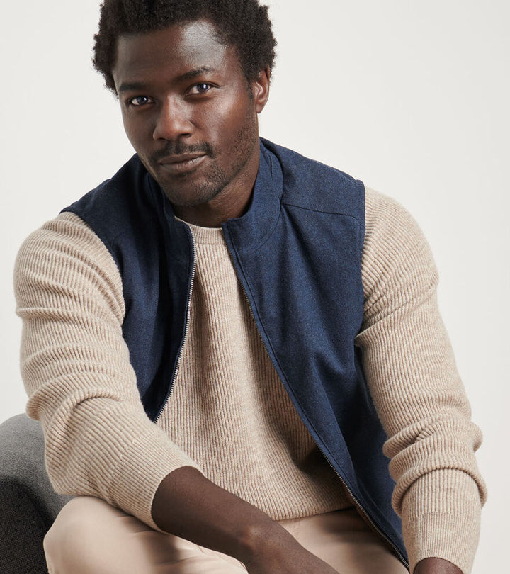 Peter Millar Men's Tailored Fit Cambridge Wool Vest - NAVY