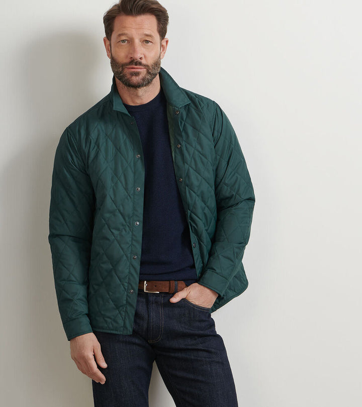 Peter Millar Men's Classic Fit Brighton Shirt Jacket - DEEP VERDANT