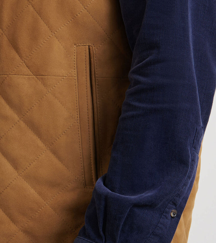 Peter Millar Men's Classic Fit Essex Suede Leather Vest - WHISKEY