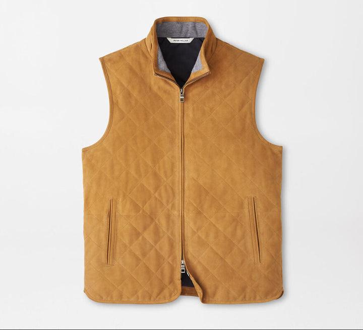 Peter Millar Men's Classic Fit Essex Suede Leather Vest - WHISKEY