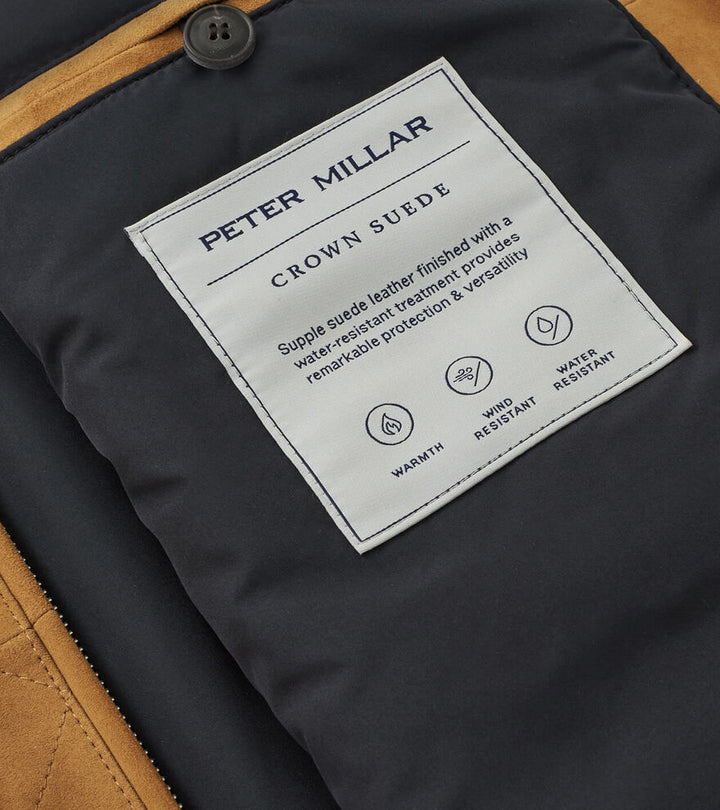Peter Millar Men's Classic Fit Essex Suede Leather Vest - WHISKEY