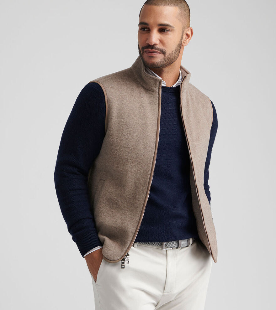 Peter Millar Men's Classic Fit Crown Flex Merino Vest - GRAIN
