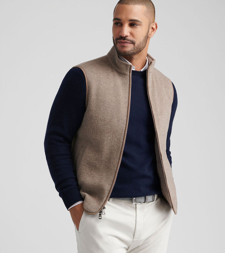 Peter Millar Men's Classic Fit Crown Flex Merino Vest - GRAIN