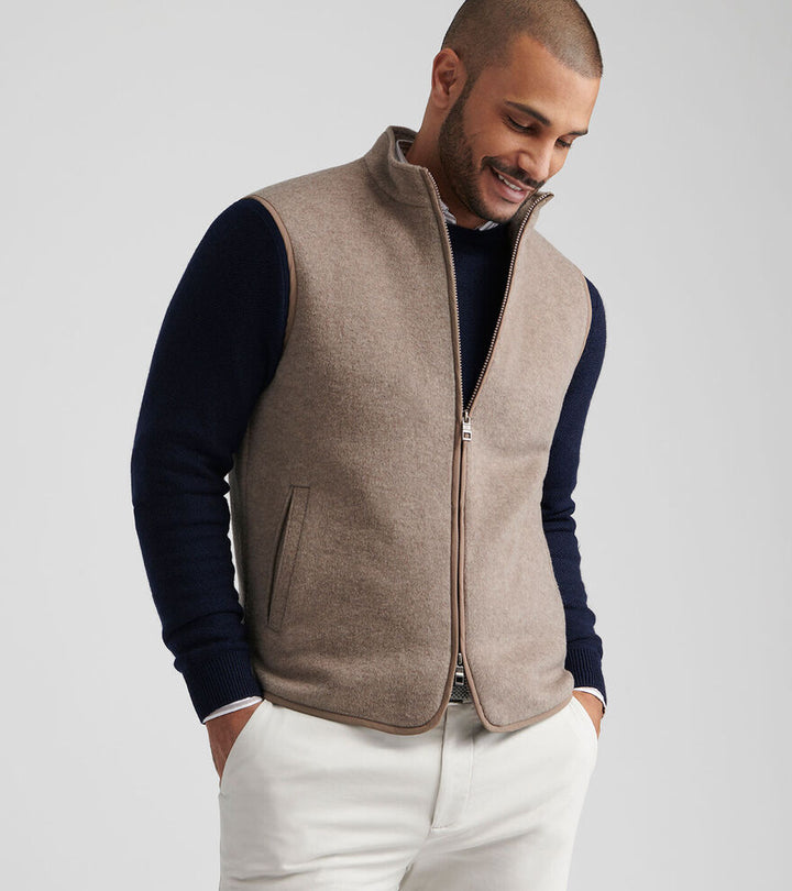 Peter Millar Men's Classic Fit Crown Flex Merino Vest - GRAIN