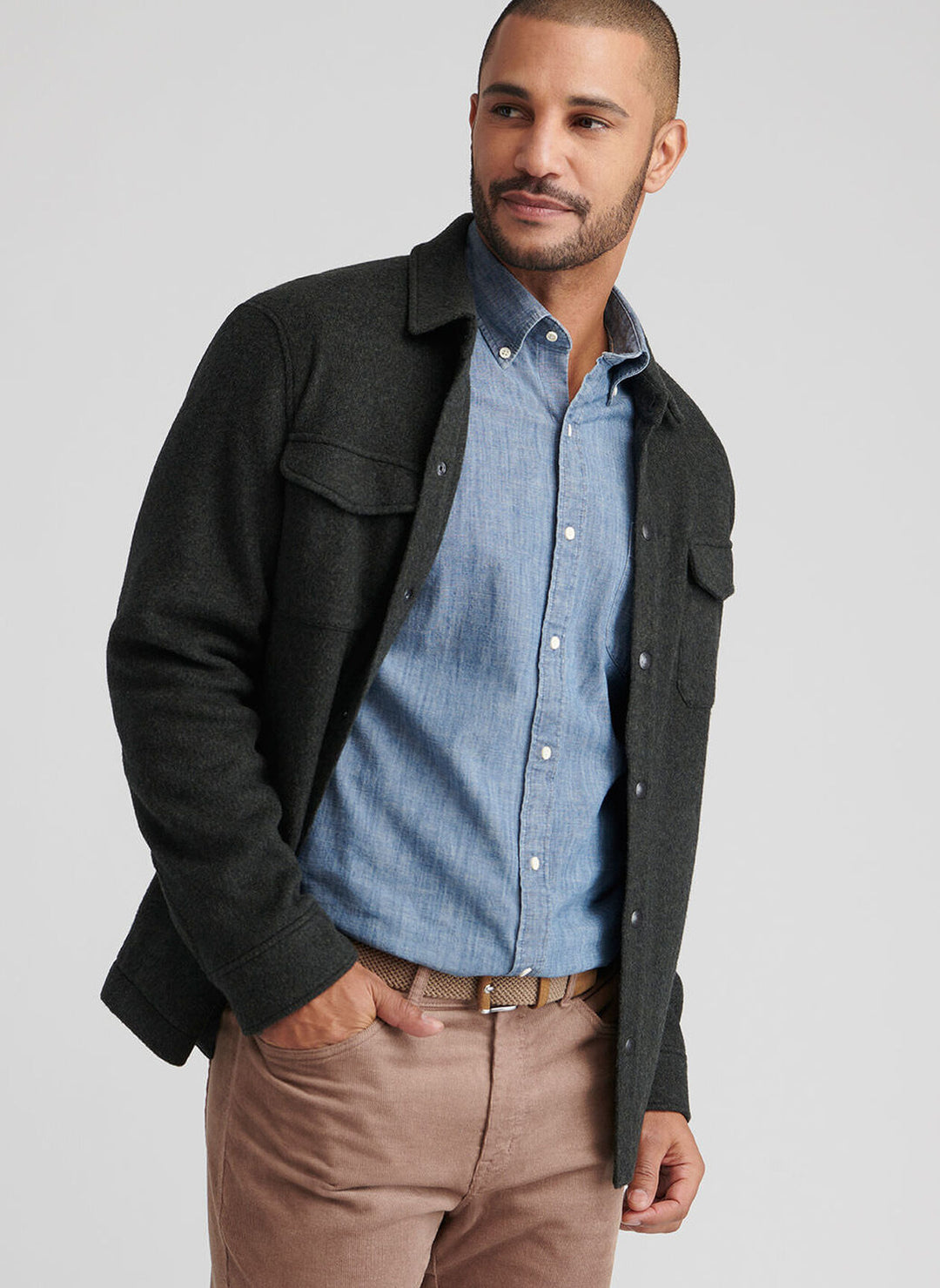 Peter Millar Men's Crown Flex Merino Shirt Jacket - DARK OLIVE