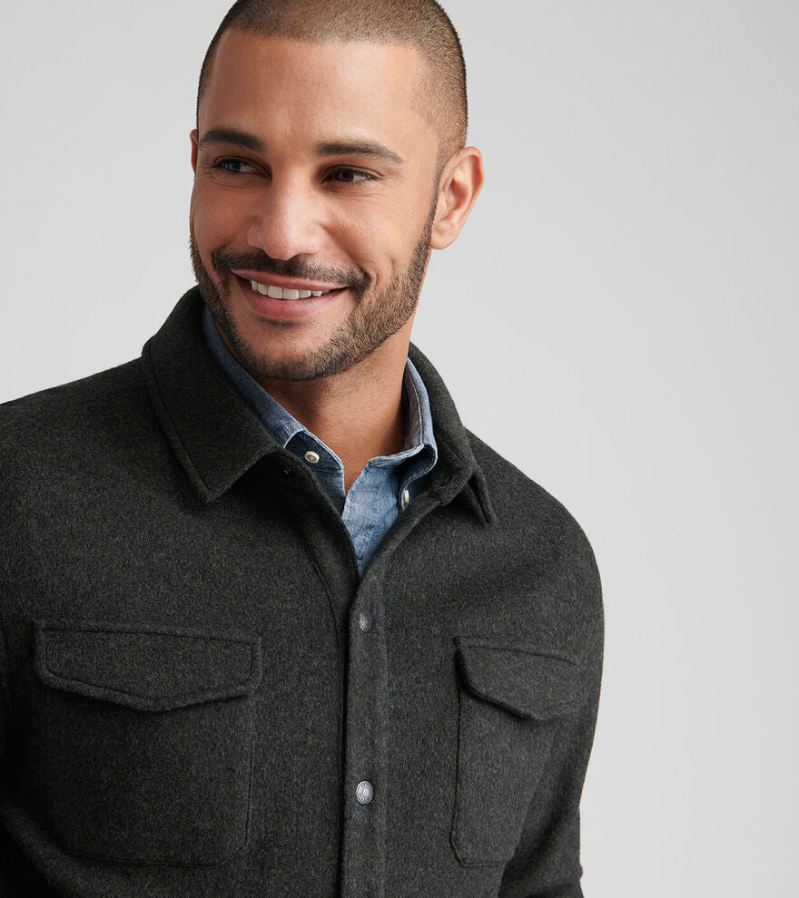 Peter Millar Men's Crown Flex Merino Shirt Jacket - DARK OLIVE