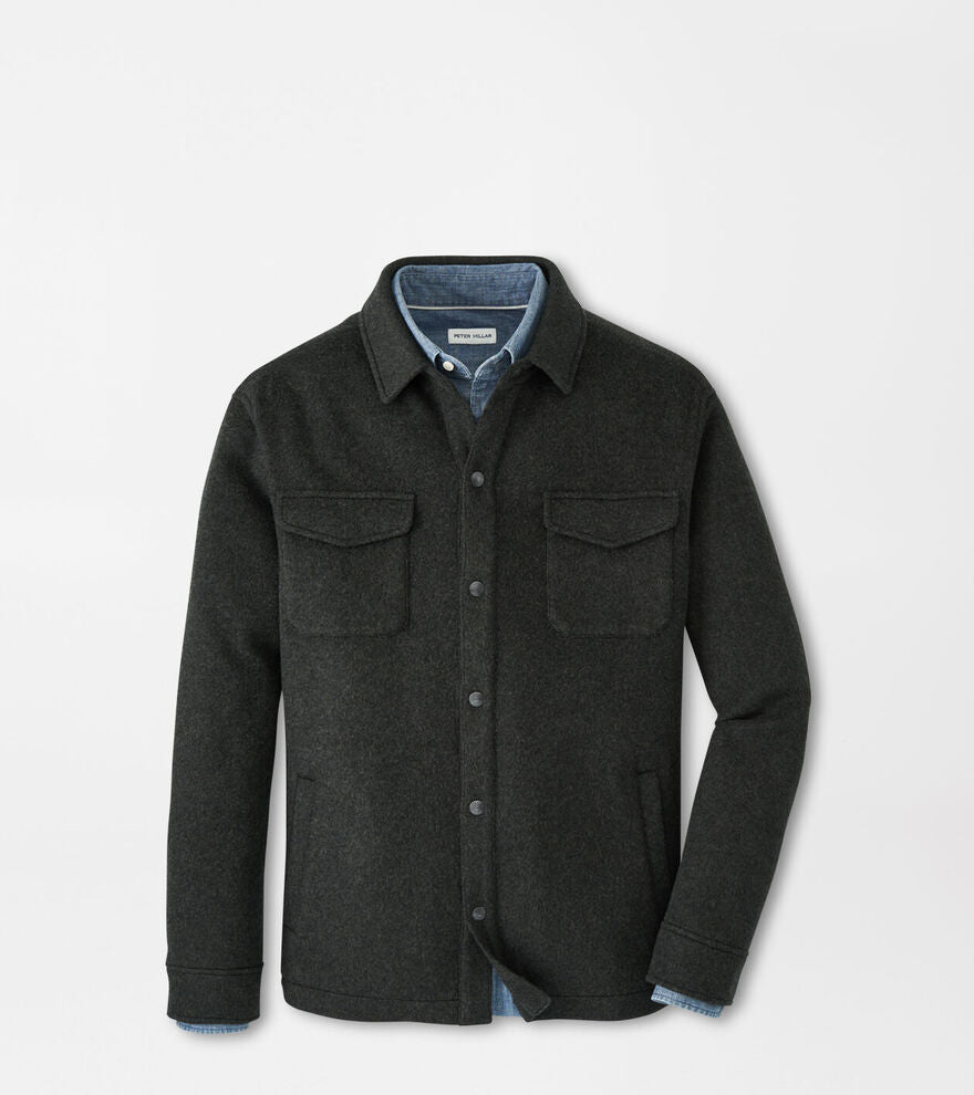 Peter Millar Men's Crown Flex Merino Shirt Jacket - DARK OLIVE