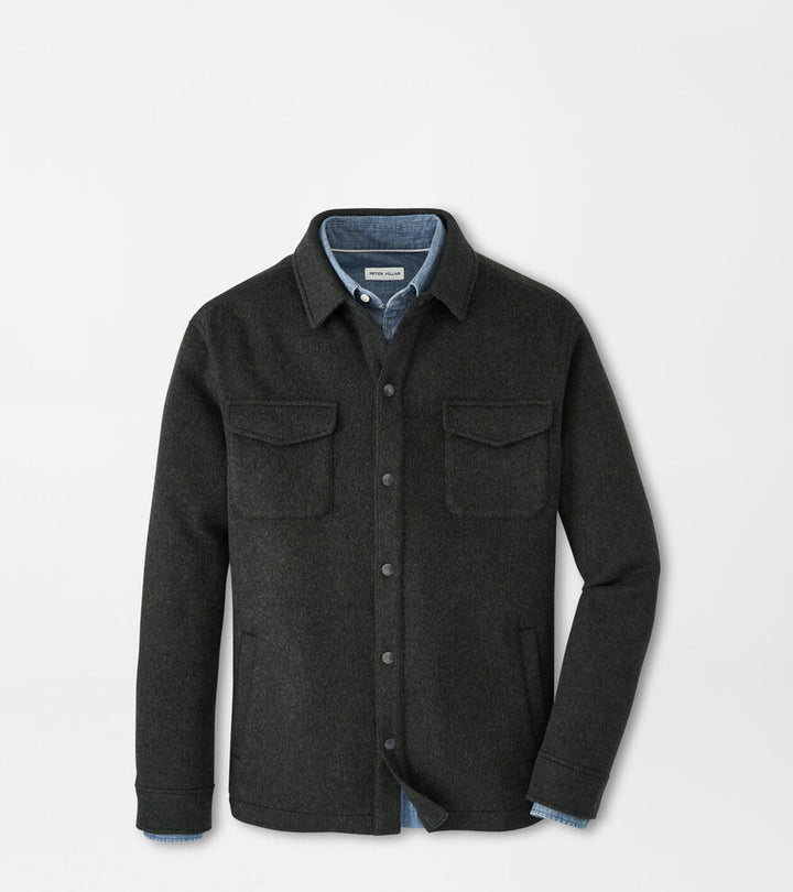 Peter Millar Men's Crown Flex Merino Shirt Jacket - DARK OLIVE