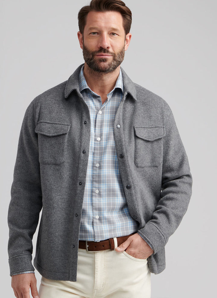 Peter Millar Men's Crown Flex Merino Shirt Jacket - OSLO GREY