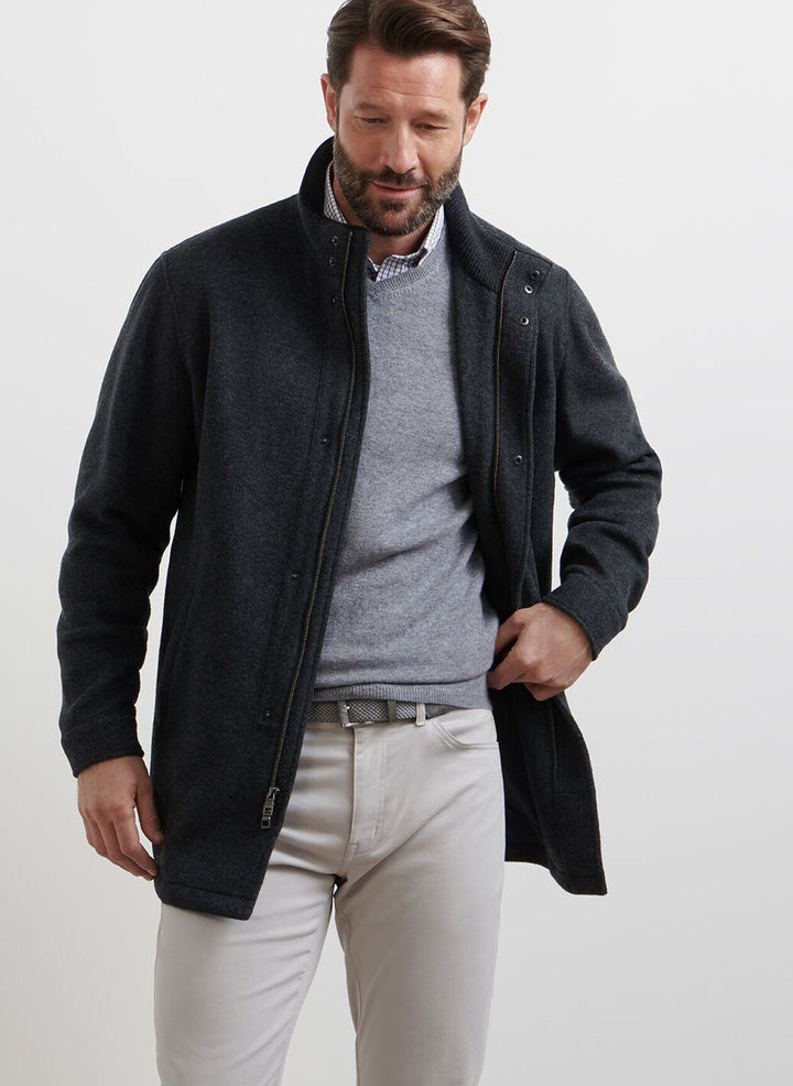 Peter Millar Men's Crown Flex Merino City Coat - IRON