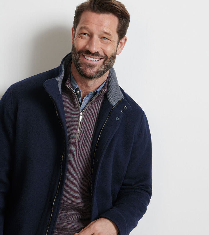 Peter Millar Men's Crown Flex Merino City Coat - NAVY