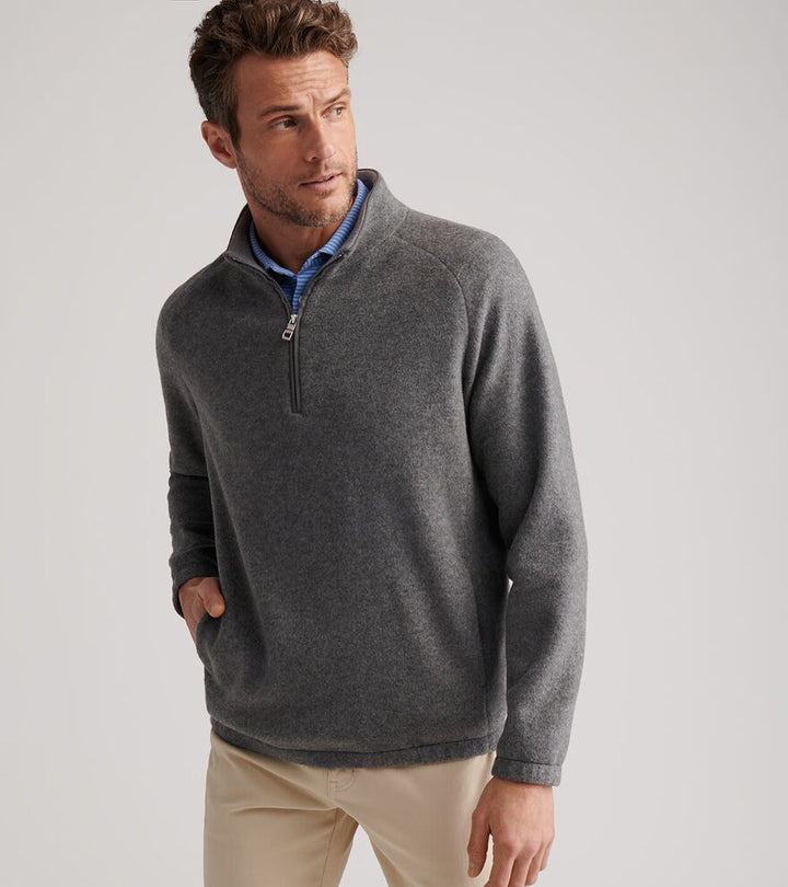 Peter Millar Men's Classic Fit Crown Flex Merino Quarter Zip - OSLO GREY