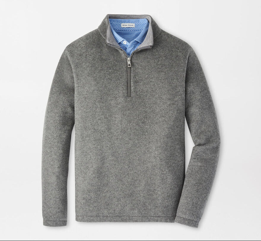 Peter Millar Men's Classic Fit Crown Flex Merino Quarter Zip - OSLO GREY