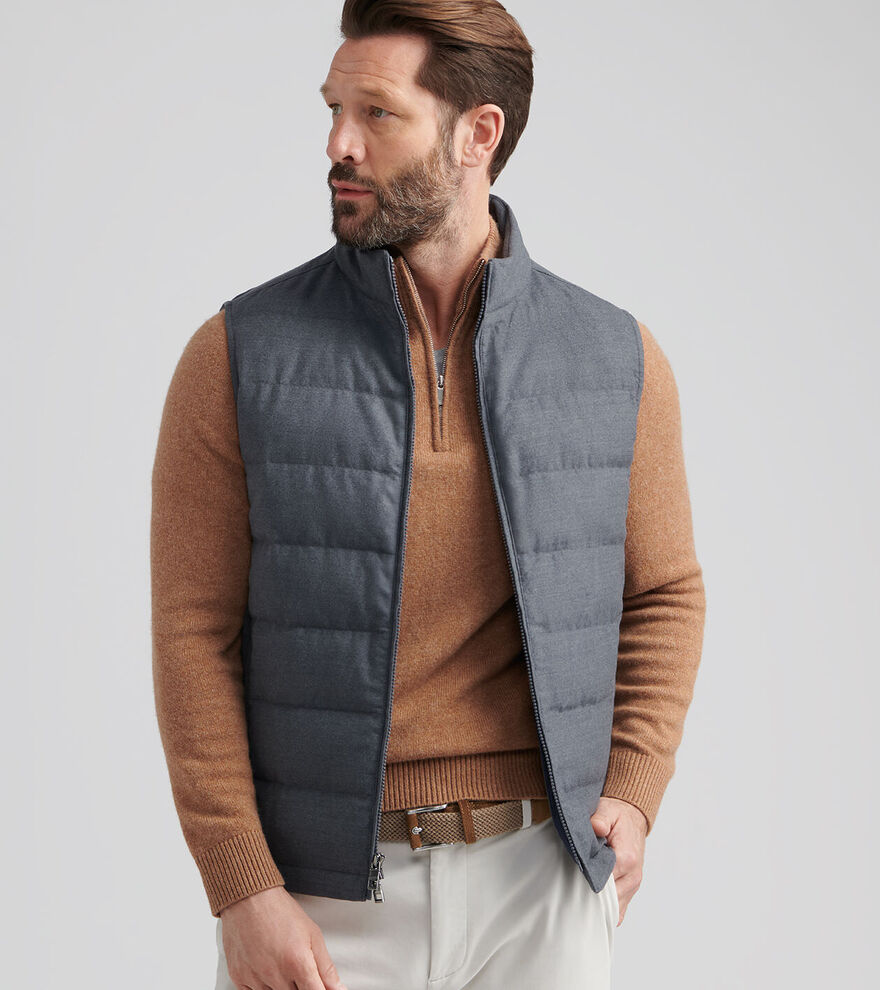 Peter Millar Men's Classic Fit Davos Flannel Vest - CHARCOAL
