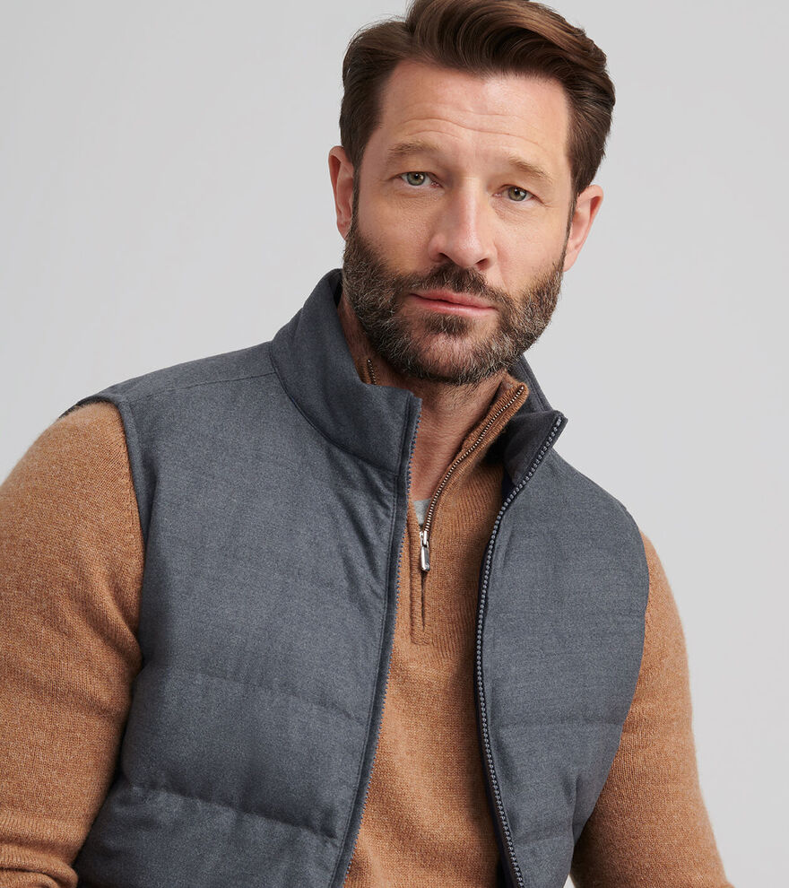 Peter Millar Men's Classic Fit Davos Flannel Vest - CHARCOAL