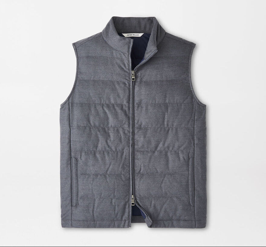 Peter Millar Men's Classic Fit Davos Flannel Vest - CHARCOAL