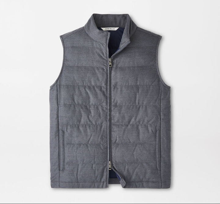 Peter Millar Men's Classic Fit Davos Flannel Vest - CHARCOAL