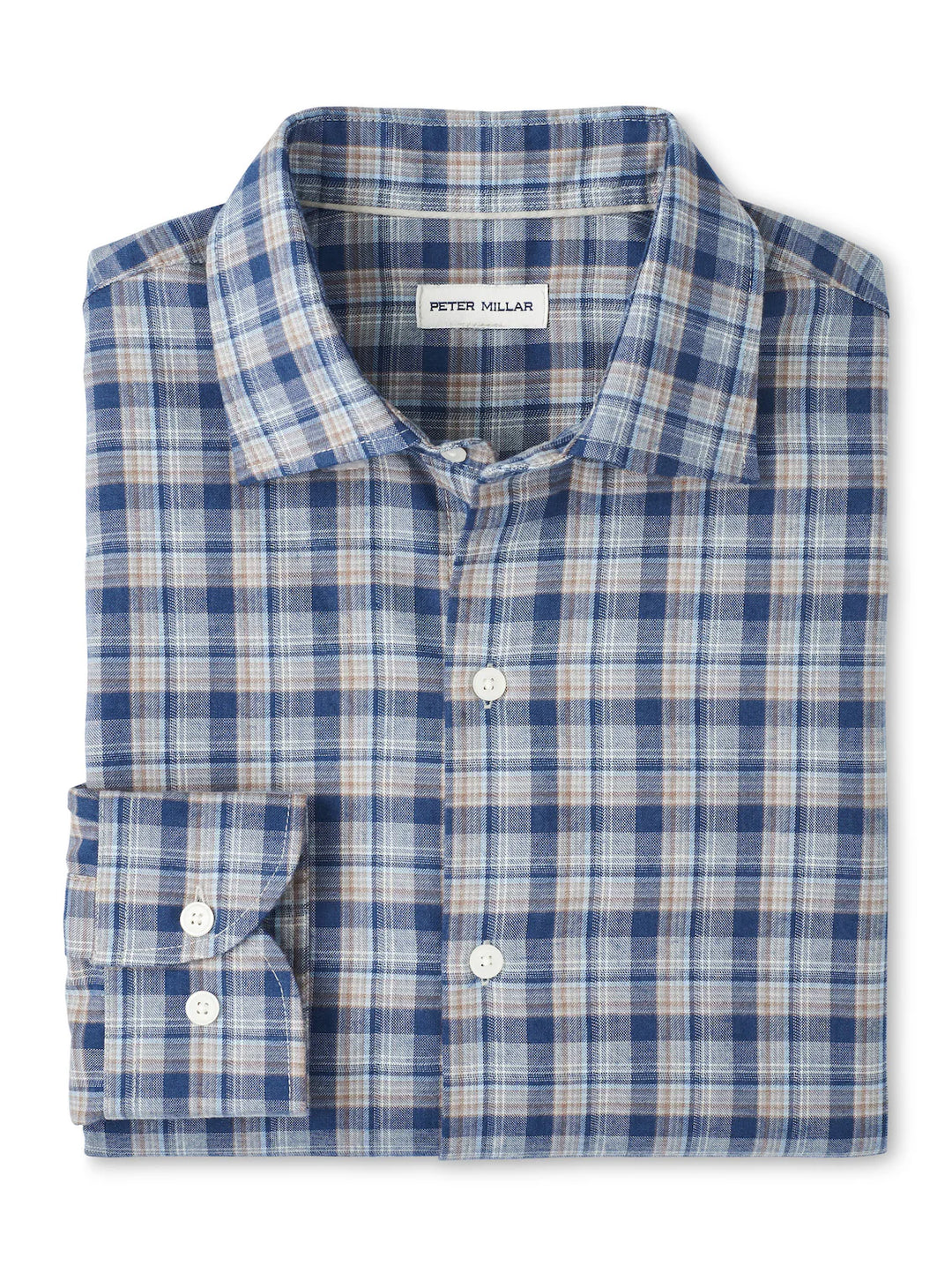 Peter Millar Men's Classic Fit Whitecap Performance Flannel Sport Shirt - BLUE HAZE