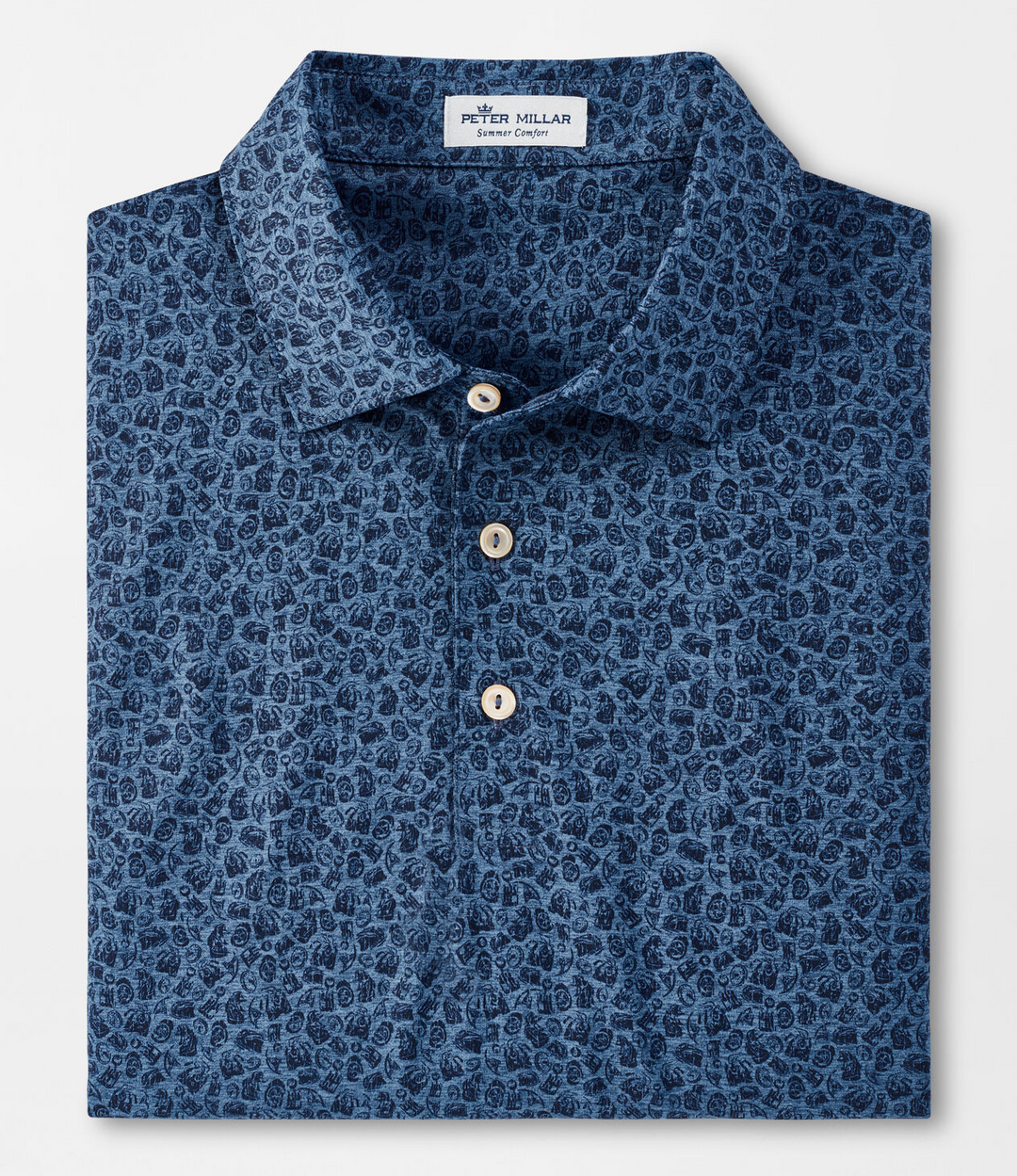 Peter Millar Mens  Classic Fit Herring Performance Polo - NAVY