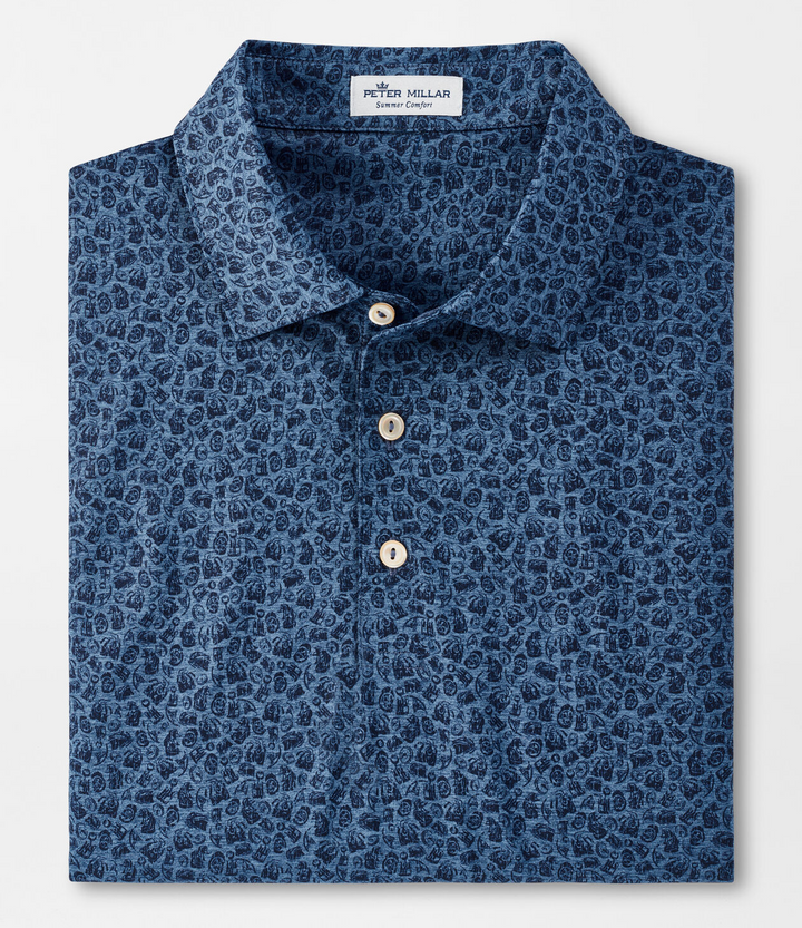 Peter Millar Mens  Classic Fit Herring Performance Polo - NAVY