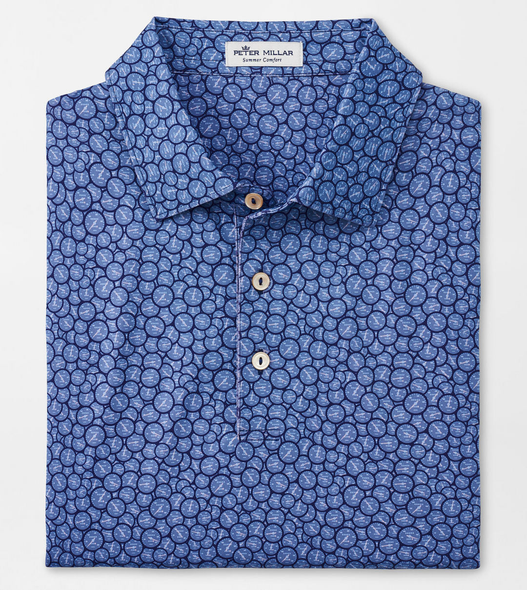 Peter Millar Mens Classic Fit Runner Performance Jersey Polo Sean Self Collar - SPORT NAVY